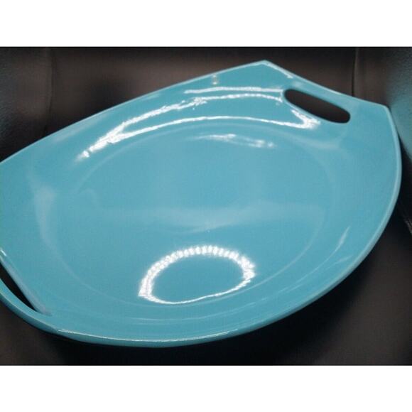 Dansk Classic Fjord 14" Handled Oval Platter – Sky Blue Stoneware (Flawed Glaze) - Picture 2 of 8